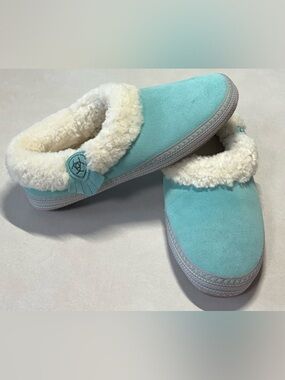 Ariat Turquoise Shearling-Lined Slip-On Slippers